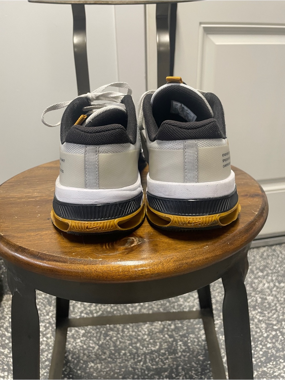 Nike React Metcon Men's White Sneakers with Black Lining and Gold Swoosh, 12 - Picture 2 of 4